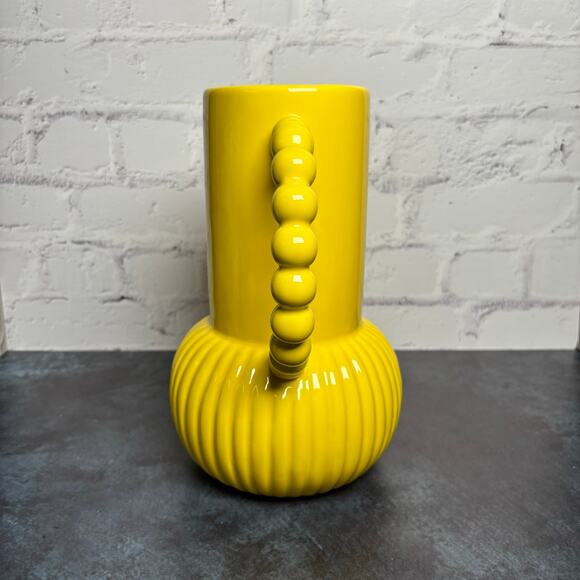 Tabitha Brown For Target Vibrant Sunshine Yellow Ribbed Pitcher Vase Boho - Picture 2 of 6